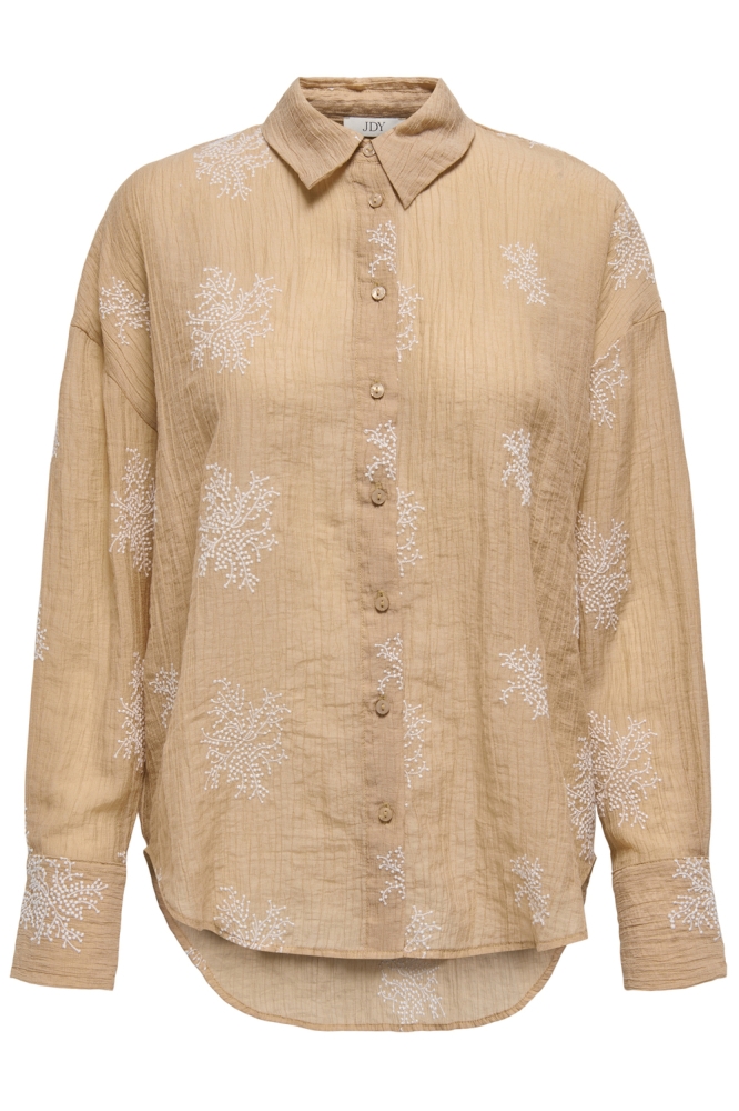 JDYTHEO L/S EMBROIDERY LOOSE SHIRT 15352650 LATTE/FLOWER EMB